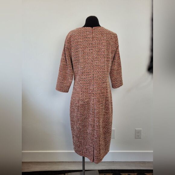 Tweed Sheath Dress Pink Orange Career Office Professional Business Church XXL - Picture 4 of 13